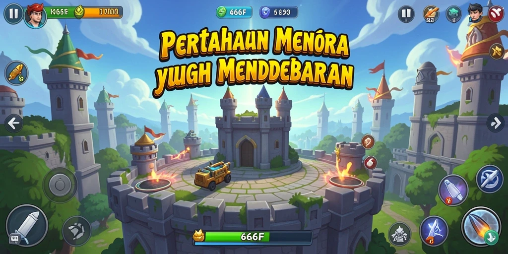 Tampilan gameplay 666F yang menarik dan menantang dalam Tower Defense.