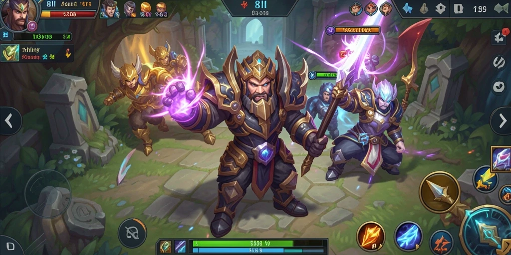 Screenshot gameplay 8II dengan pertarungan tim intens.