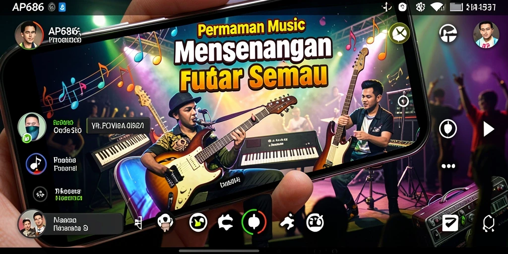 Tampilan gameplay menarik dari AP686 dengan berbagai pilihan lagu.