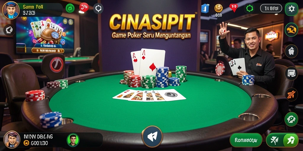 Tampilan gameplay seru di CINASIPIT dengan berbagai jenis permainan poker.