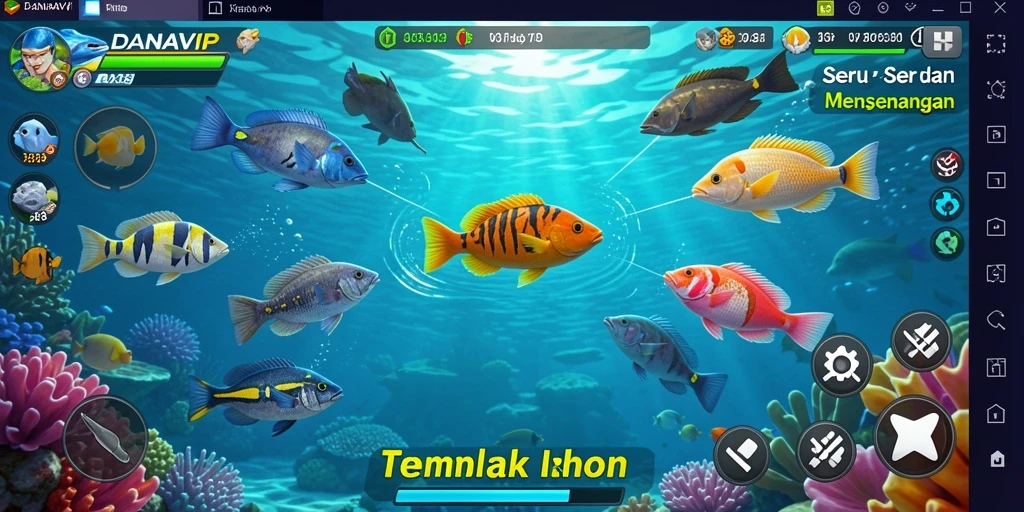 Tampilan utama gameplay DANAVIP dengan aksi tembak ikan yang mendebarkan.