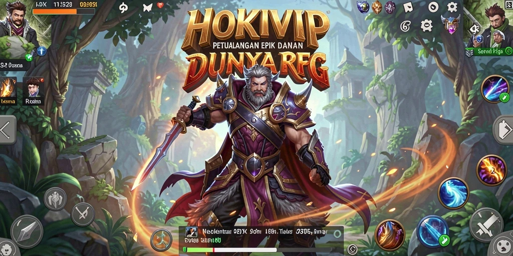 Screenshot HOKIVIP menampilkan pertarungan epik dalam dunia RPG yang luas.