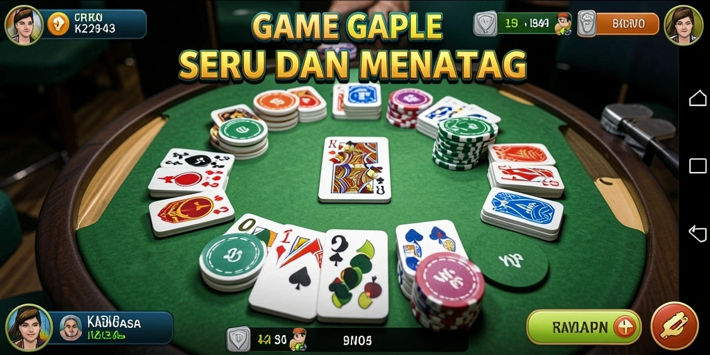 Screenshot gameplay K234 yang menampilkan keseruan bermain Gaple.