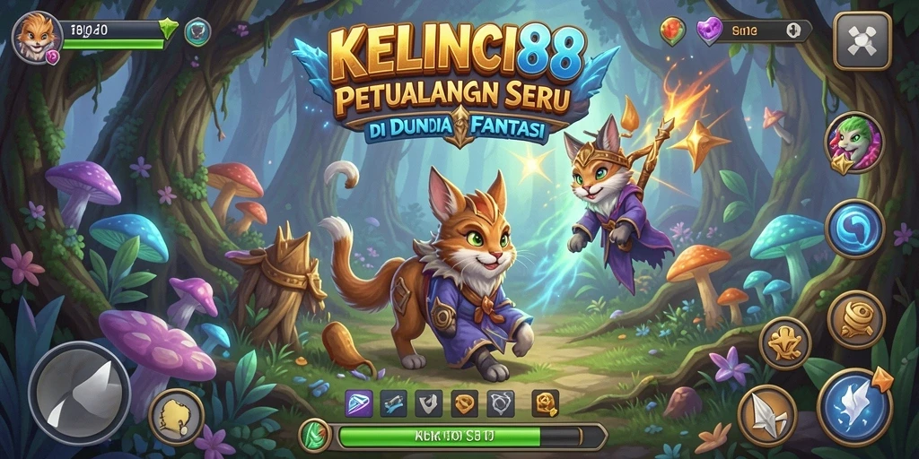 Tampilan gameplay KELINCI88 yang penuh warna dan dinamis.