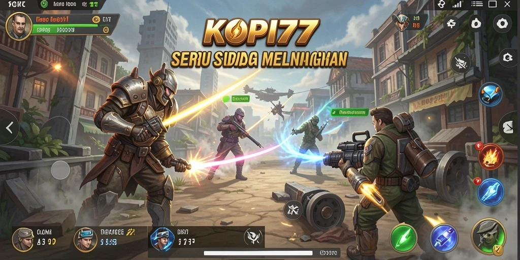 Tampilan gameplay KOPI77 yang menarik dan penuh warna dengan suasana kafe.