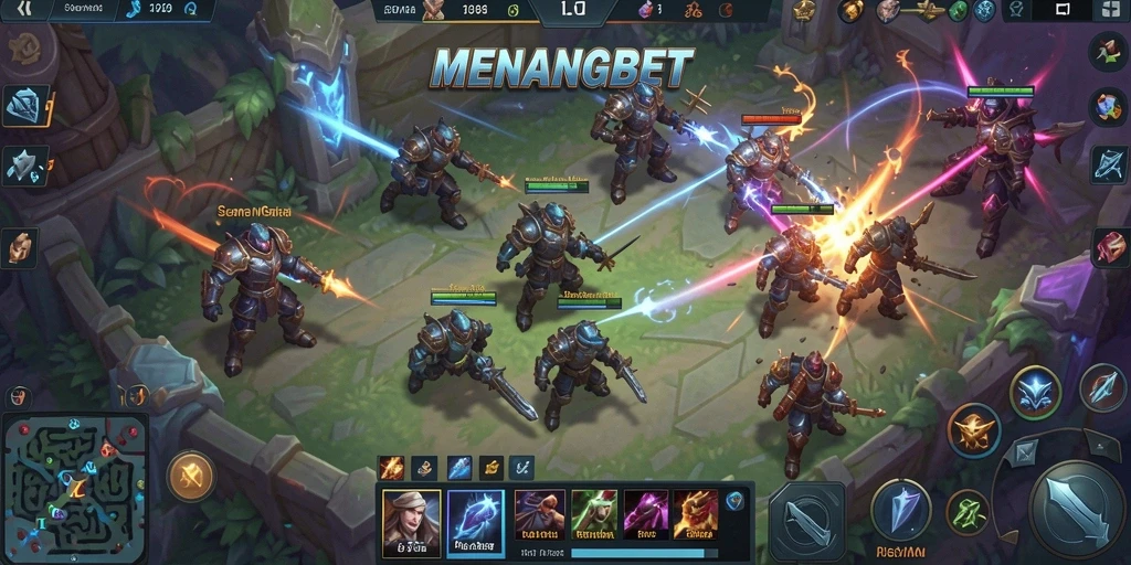 Screenshot MENANGBET menampilkan pertarungan sengit antara dua tim.