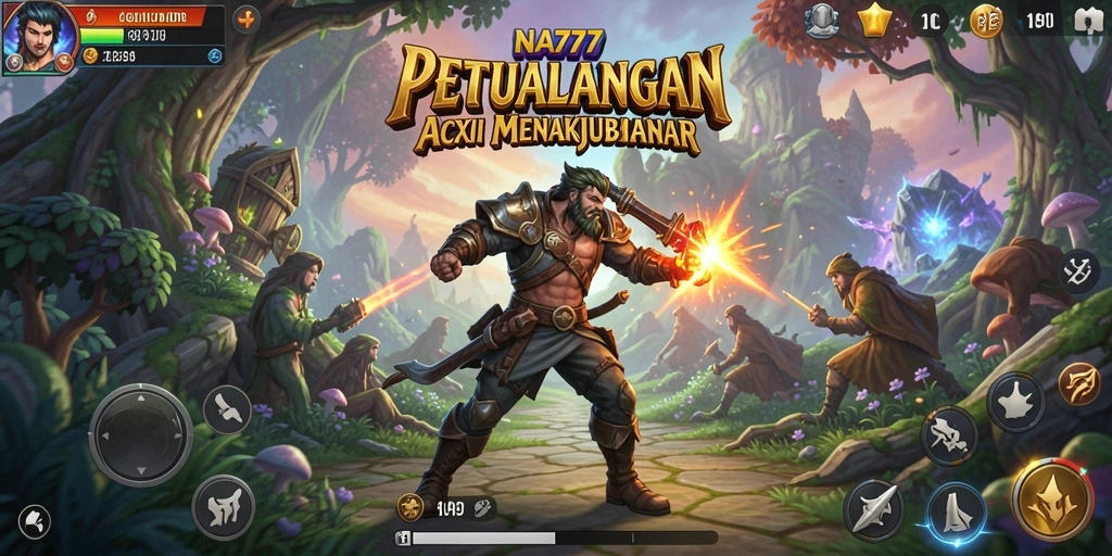 Tampilan gameplay seru di dunia fantasi NA777 dengan pertarungan mendebarkan.