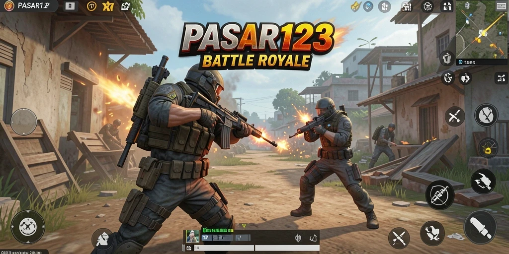 Screenshot gameplay PASAR123 menampilkan aksi seru Battle Royale.