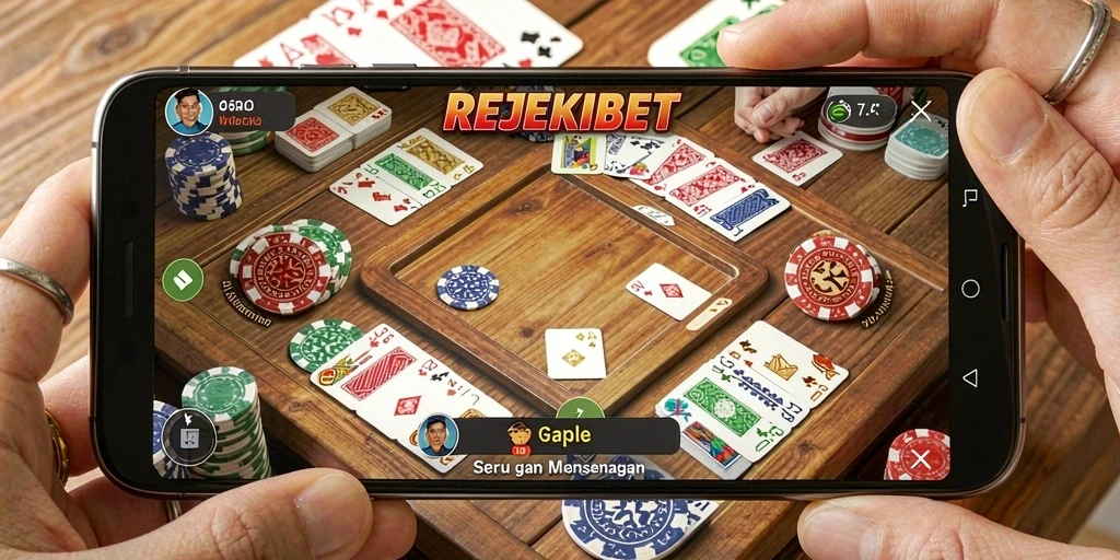 Tampilan gameplay Gaple seru di REJEKIBET.