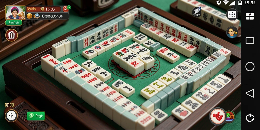 Screenshot RPOK menampilkan gameplay Mahjong yang seru dan menarik.