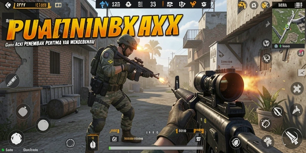 Screenshot gameplay RPYYY menampilkan aksi tembak-menembak yang seru di medan perang.