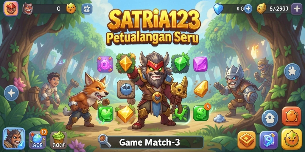 Tampilan gameplay SATRIA123 yang penuh warna dan menantang.
